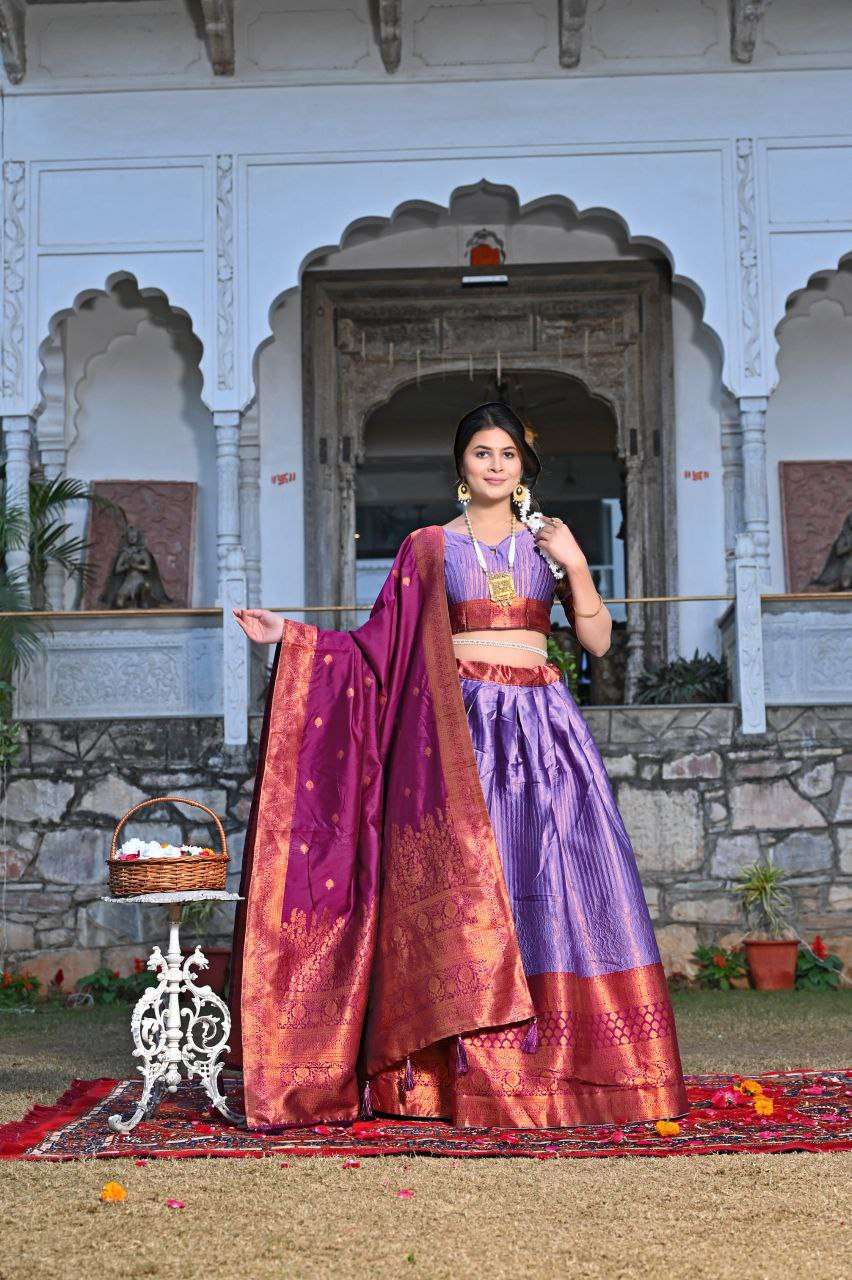 Women's Tussar Silk Patola Print Lehenga Choli Dupatta Set - Image 7